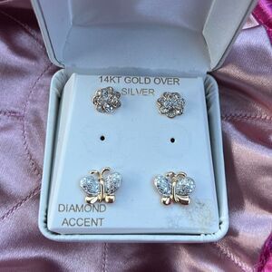 JCPenney 14 KT gold over silver set of 2 earrings.